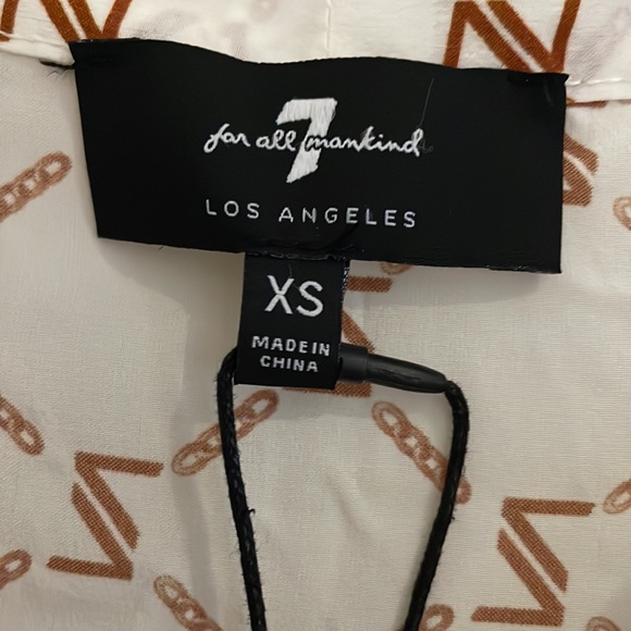 7 for all mankind balloon sleeve tie neck blouse. Size XS - Picture 6 of 7